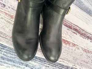 Lauren Ralph Lauren Black Leather Knee-High Riding Boots with Buckle Detail thumbnail 3