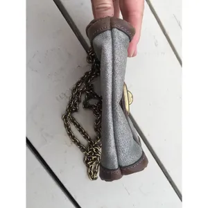FOSSIL maddox Small Silver Leather Crossbody Chain Handle Purse‎ Bag thumbnail 7