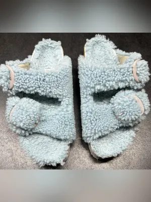 Birkenstock Papillio Size 38 (7.5-8) Arizona Eva Big Buckle Blue Teddy Sandals thumbnail 3