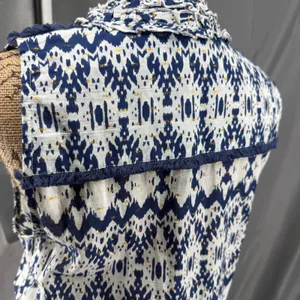 Lola Australia Maxi Dress S Blue White Morocco Ikat Cotton Beach‎ Wedding Guest thumbnail 9