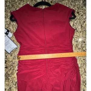 Betsy & Adam Women's Cap Sleeve Gathered Gown Dress Petite Size 2P Bordeaux thumbnail 6