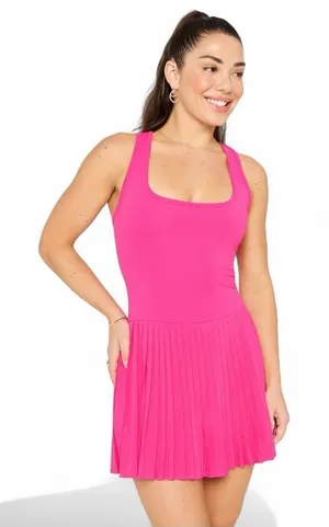 Fabletics Hot Shot Pleated Dress Women Small Hot Pink Tennis Athletic Skort thumbnail 1