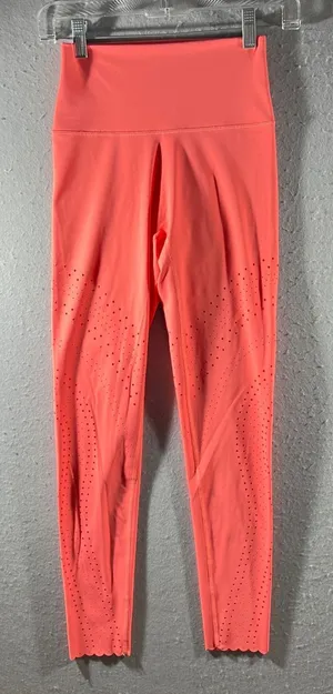 961 | Aerie‎ OFFLINE Goals Laser Cut Scalloped 7/8 Leggings Coral Pink Womens S thumbnail 1