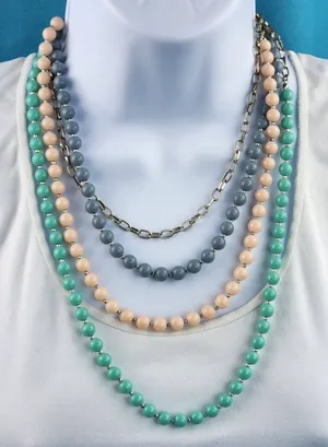 Premier Designs Multicolor Layered Beaded Charm Statement Necklace Silver Tone  thumbnail 4