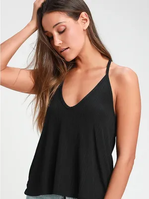 Free People Intimately Slinky Slink Black Racerback Tank Top - Small thumbnail 5