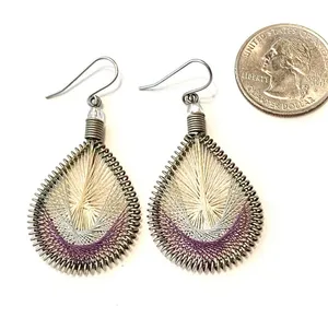 Earthbound Purple blue white string art earrings thumbnail 1