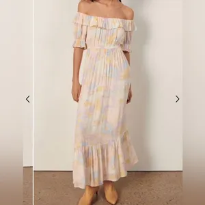 Ba&sh Noma Printed Maxi Dress Off Shoulder Ruffle Pastel Floral Size S thumbnail 10