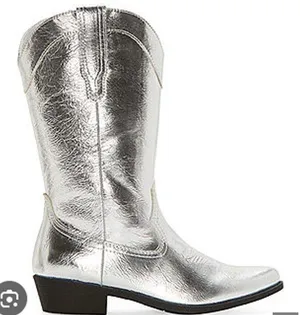 ARIZONA Silver Cowgirl Boots NWT 6.5‎ Pointed thumbnail 1