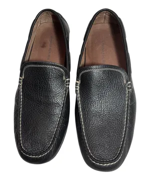 Banana Republic Black Pebbled Leather Slip-On Loafers thumbnail 1