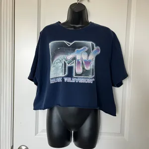 Women's Blue MTV Crop Top XL thumbnail 3