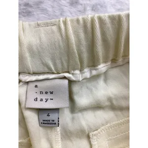 A New Day Womens High-Rise Wide Leg Linen Blend Pleated Pants Cream White Size 4 thumbnail 2