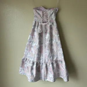 B. Right Coquette Pink Floral Lily Strapless Midi Dress Size Small thumbnail 5