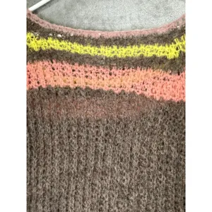 Free People Alpaca Reach for the Stars Sweater Striped Slouchy Boho Casual Large thumbnail 5