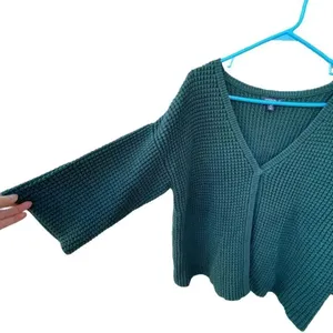 Lands’ End size L chunky knit dolman sleeves V Neck cardigan. thumbnail 3