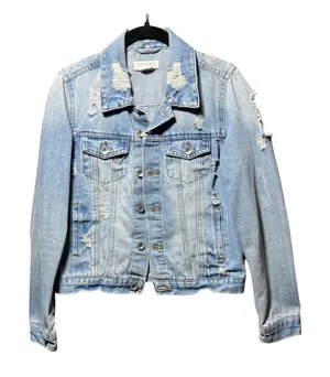 Ci Sono Denim Collection Distressed Trucker Jacket Med Wash Womens Medium thumbnail 1