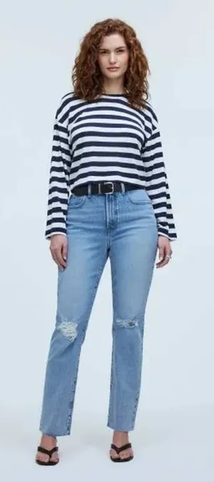 Madewell Curvy Perfect Vintage Jean Women 28‎ Light Wash Distressed Raw Hem thumbnail 1