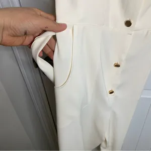 Zara white‎ belted jumpsuit size medium minimalist vacation summer thumbnail 8