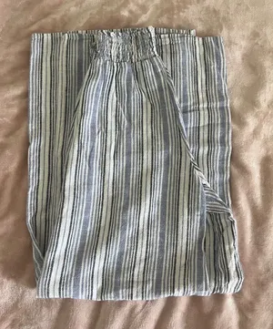 Ellen Tracy Blue & White Striped Wide-Leg Pants thumbnail 1