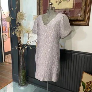 NWT Greylin Cali Jacquard Silk Blend Puff Sleeve Mini Dress Lavender L🧡🎀 thumbnail 5