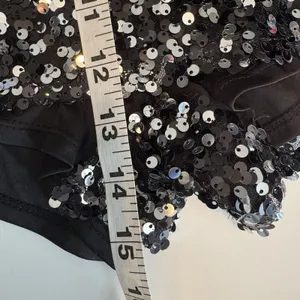 ASOS Design Sequin Shorts Black Silver Party High Rise Lined Disco Festiva Sz 8 thumbnail 8