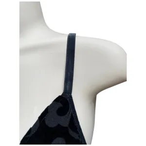Victoria's Secret Black Cami Bra Babydoll Top M Devore Velvet Chiffon Whimsigoth Dark Fairy thumbnail 7