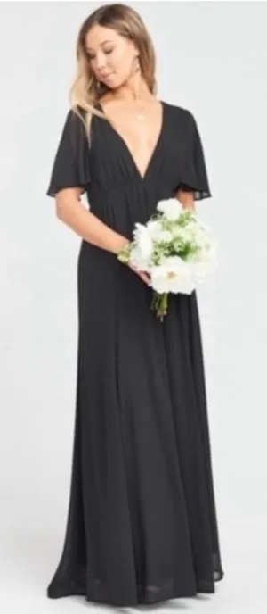 SHOW ME YOUR MUMU Faye Flutter Maxi Black Women's Chiffon‎ Dress M $198 thumbnail 1