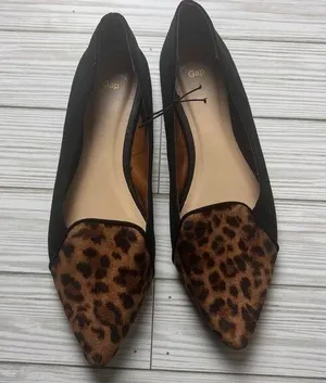 Gap Women’s Black and Animal Print Pointed Toe D’Orsay Ballet Flats Sz 7 thumbnail 1