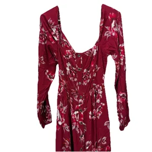 NWT‎ Lulus Total Perfection Burgundy Floral Print Tie-Back Midi Dress SMALL thumbnail 6