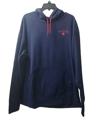 Champion Hooded Sweatshirt Womens Xl Navy With Red‎ Lettering. thumbnail 1