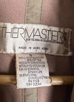 Vintage Thermaster Khaki Wool Insulated Trench Coat Size 6 thumbnail 5