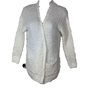 Mudd Fluffy Eyelash Knit Cardigan XS Cream Cozy Soft Girl Open Front Cottagecore thumbnail 12
