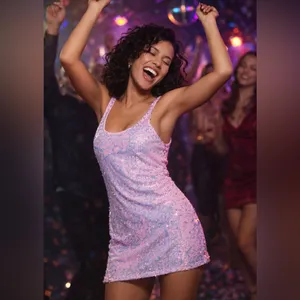 Dolls Kill Club Exx Celestial Gaze sequinned Festival mini dress, pink, M, NWT thumbnail 13