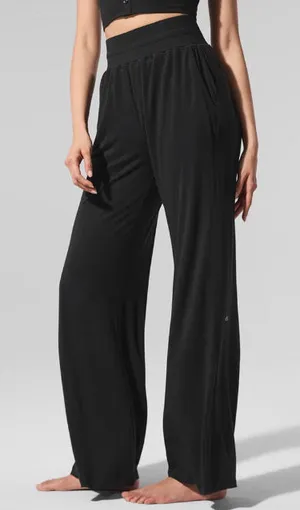 Alo Yoga Semi-Sheer Delicate Lounge Flare Pant (Regular) Black L thumbnail 1