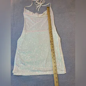 Elegant‎ Cream Halter Dress Sise Large thumbnail 5