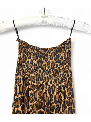 H&M DIVIDED Women’s Strapless Animal Print Tube Smocked Top Maxi Dress Size US 4 thumbnail 9