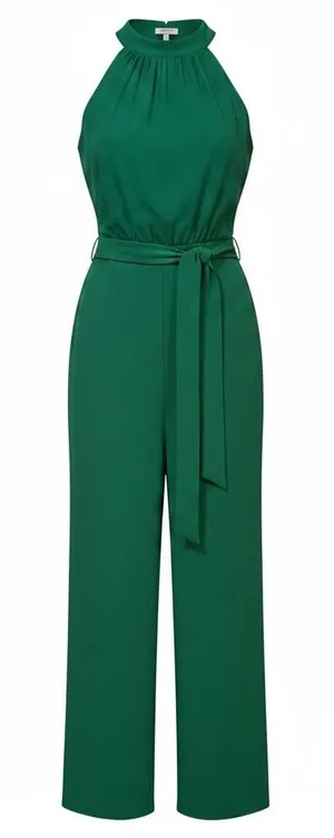 Baltic Born Green Halter Neck Wide Leg Jumpsuit XL DD6195 Emerald Formal Tie thumbnail 1