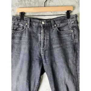 GOLDSIGN Low Slung Crop Jeans Black Relaxed Straight‎ Leg Denim Women's 26 thumbnail 2