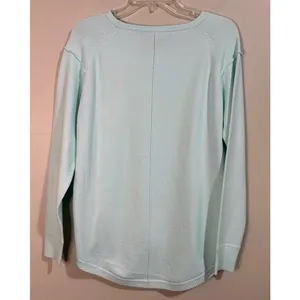 French Connection Sweater Small Mint Green‎ New High Low Crewneck Seam Front thumbnail 6