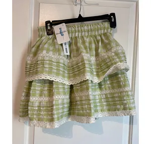 Day moon ruffle skirt. Green and white. Small thumbnail 1