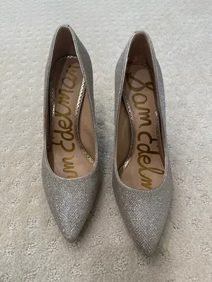 Sam Edelman Silver Glitter Pointed Toe Stiletto Pumps Size 7.5 thumbnail 3