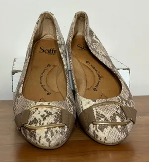 Sofft Womens Snakeskin Print Ballet Flats Buckle Accent Brown Tan 8.5M 1097155 thumbnail 1