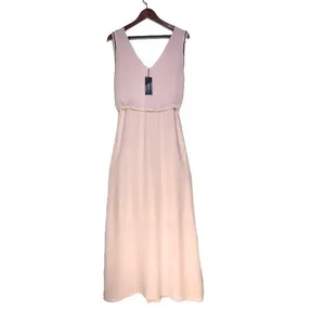 BCBGMaxazria Marlynn Sleeveless Sequin Trim Chiffon Maxi Dress Dusty Pink XXS thumbnail 2