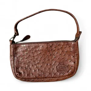 Ibiza Ostrich Leather Mini Bag Vintage Y2K Shoulder Purse Brown Textured Chic thumbnail 1