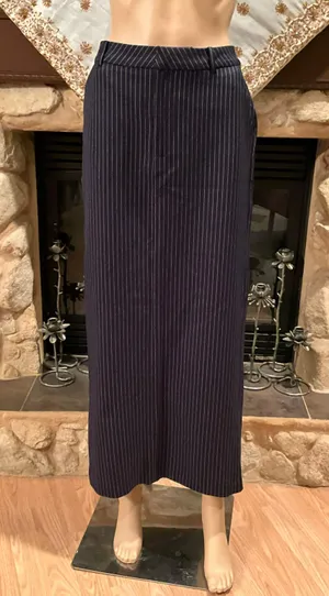 Pinstripe Maxi Dark Navy Skirt thumbnail 5