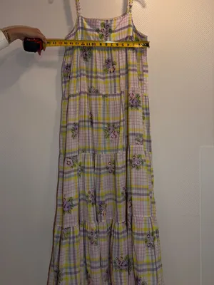 Anthropologie Payal Pratap Pastel Yellow & Pink Floral Plaid Maxi Dress thumbnail 6
