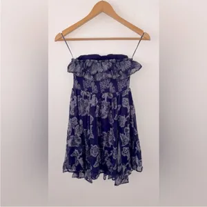 Free People Metallic‎ Ruffle Gardenia Mini Dress - Eclipse ( Navy) Size S NWOT thumbnail 5
