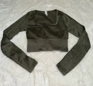 aerie offline seamless cable square neck shirt thumbnail 1