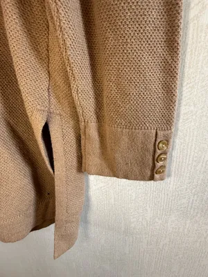 J.Jill Camel Tan Tunic Sweater Large Cotton Silk Wool Blend Side Slit thumbnail 7