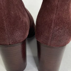 Splendid‎ Suede Ankle Boots Leather Block Heel Western Booties Burgundy Size 5.5 thumbnail 7