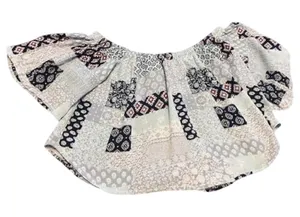 Dainty Hooligan Blue Patchwork Print Off Shoulder Crop Top‎ Boho Festival Small thumbnail 1